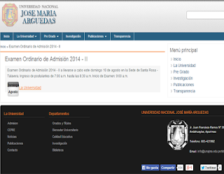 Ingresantes examen UNAJMA 2014-2 Universidad de Apurímac José María Arguedas, domingo 10 de Agosto
